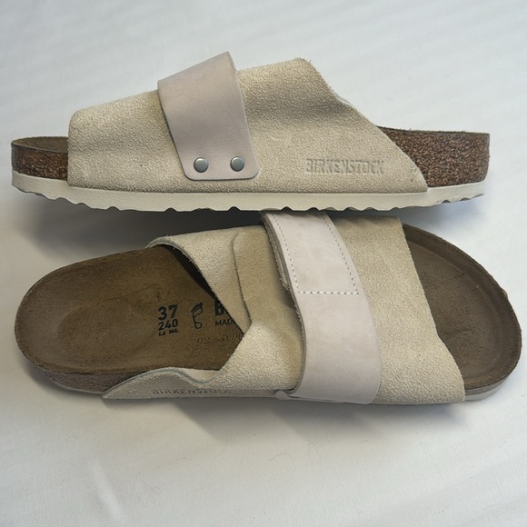 Birkenstock Kyoto Suede Sandals in Beige Off-White - Picture 5 of 11